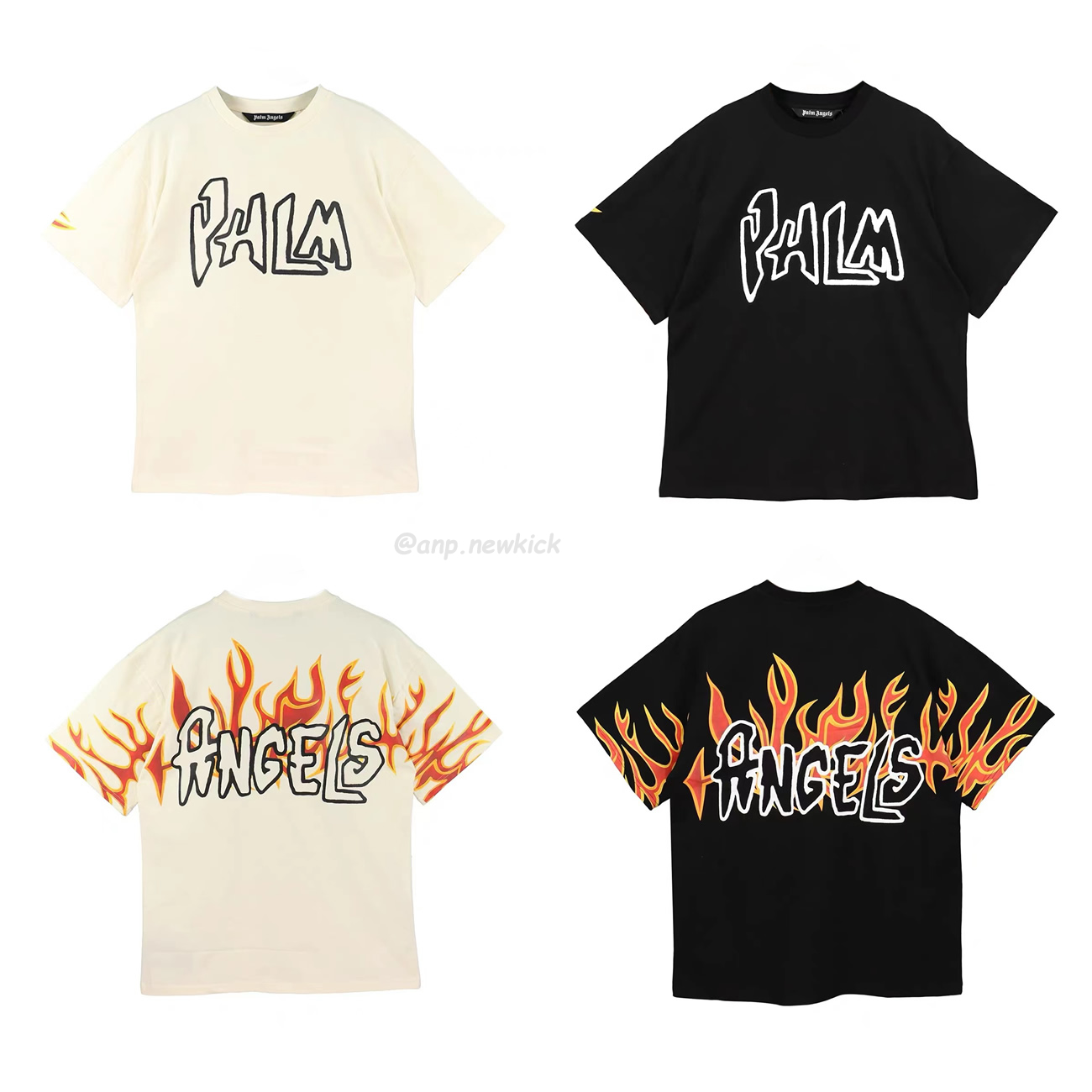 Palm Angels Graffiti Flame T Shirt Shorts Black White (1) - newkick.org